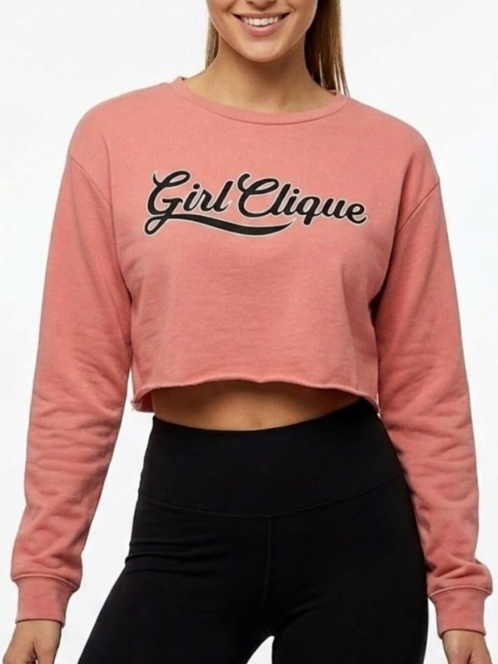 Divided H&M Pink Girl Clique Cropped Graphic Sweatshirt XS